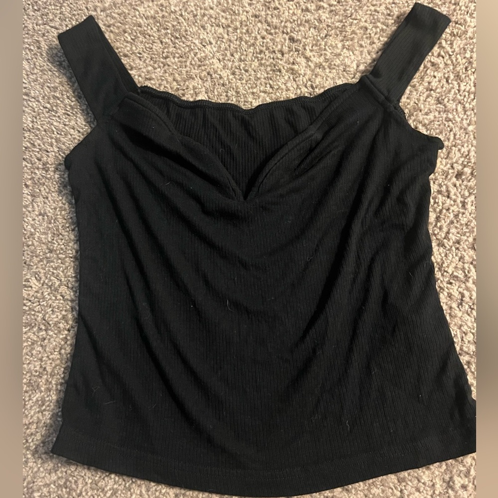 SHEIN Black Ribbed Tank Top